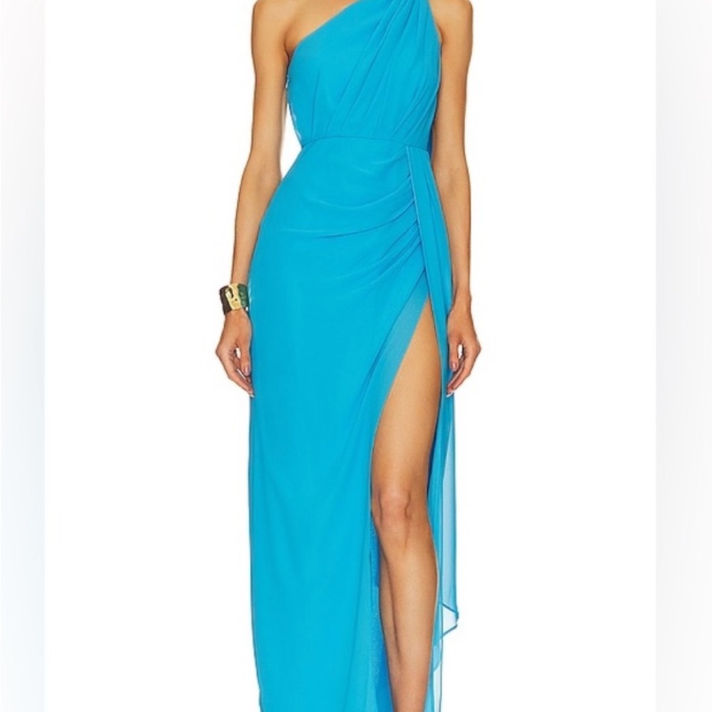 NWT Elegant Blue One-Shoulder Dress (Michael Costello x Revolve)